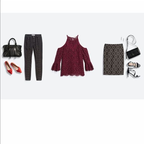 Skies Are Blue Lia Cold Shoulder Lace Blouse - Picture 3 of 16